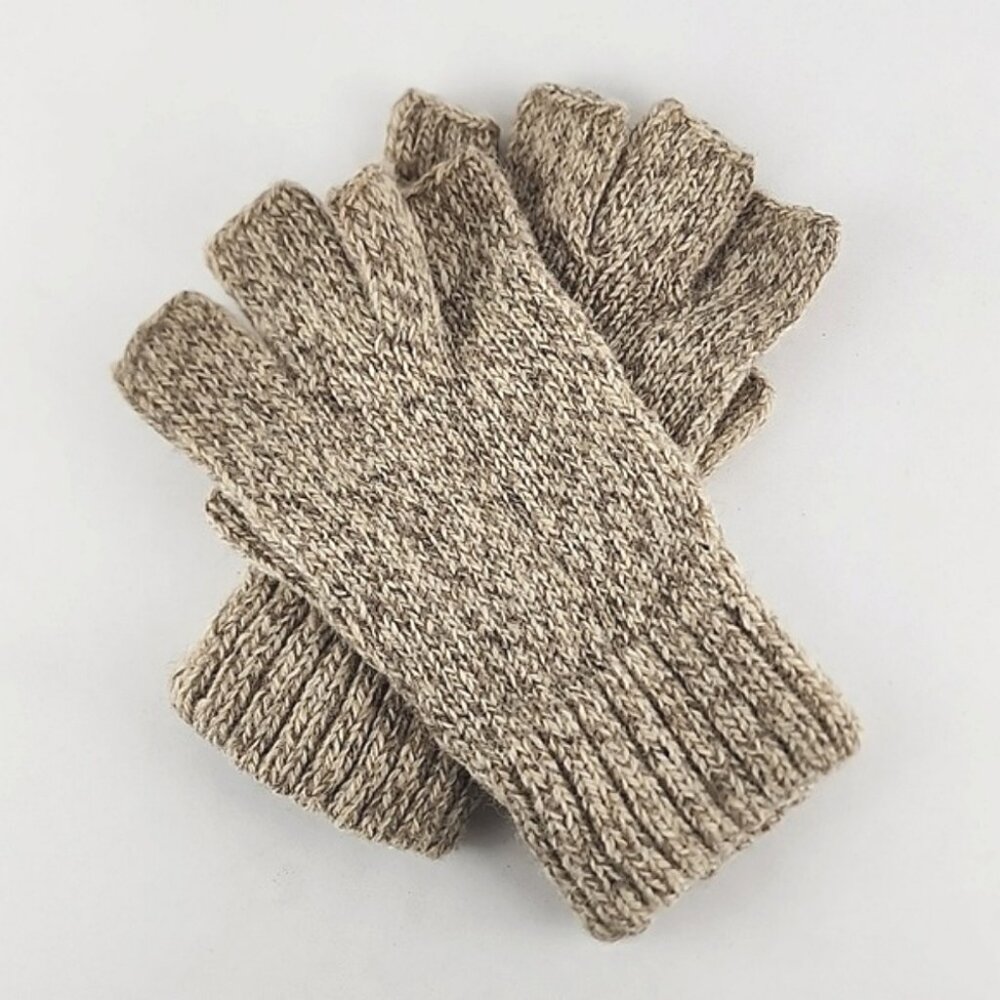 Watson Women's 100% Wool Beige Cream Fingerless Knit Gloves Stretch Size S/M - Picture 1 of 4